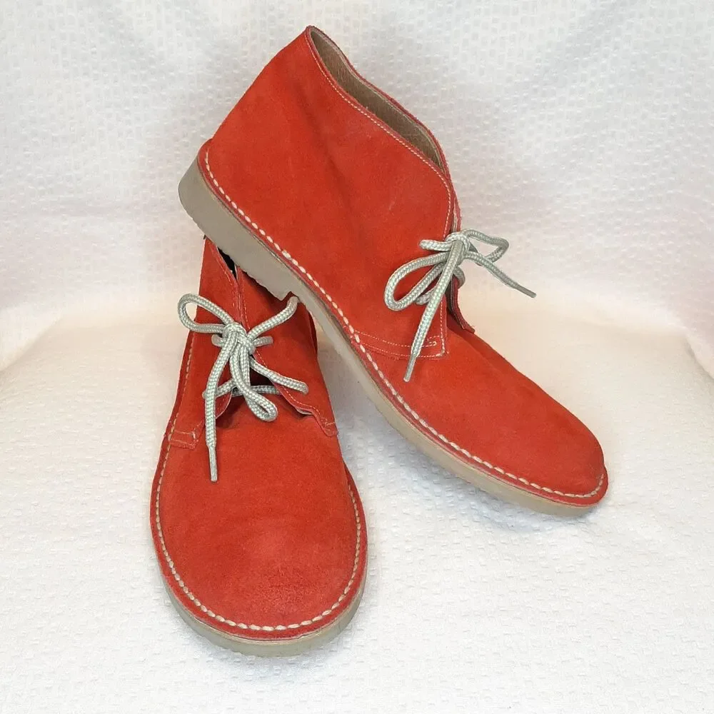 Mustang Originals Boots Red Men Size 40 Suede Lace Up Made in Spain Flat Sole